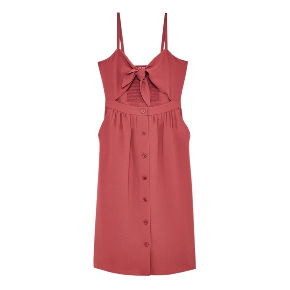 Aritzia Wilfred Mauve Front Tie Cutout Midi Dress - Picture 1 of 5